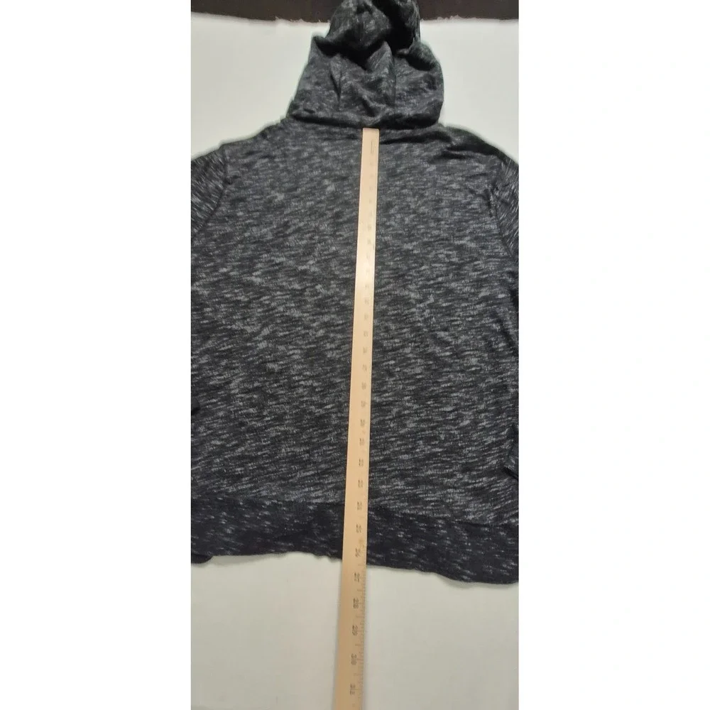 Express men's heather black front pocket hooded long sleeve shirt drawstring Lg.